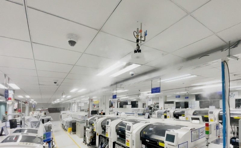 松下生產(chǎn)現(xiàn)場(chǎng)用二流體噴霧加濕解決方案開始接單